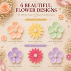 CONFECT Handmade Edible Gum Paste Flower Decorations – Rainbow Blossom – 60 Piece Assorted Sugar Flower Set with Pearl Centers, Hand Cut Cake Flowers for Cakes, Cupcakes, Cookies & Desserts - Image 3