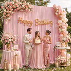 20x10ft Dusty Rose Backdrop Curtain Panels for Parties - Wrinkle Free Polyester Photo Curtain Backdrop Wedding Back Drop Fabric Drapes for Party Decorations Background for Photography - Image 2