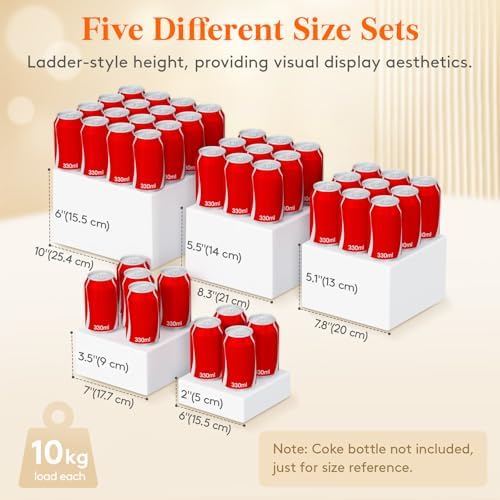 Lifewit Buffet Risers, 6 Pcs Plastic Dessert Table Display Set, White - Image 2