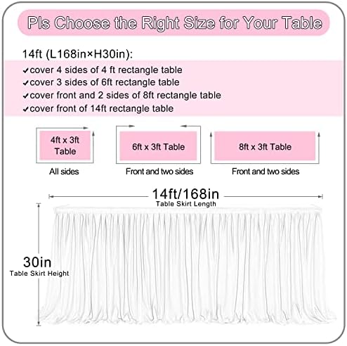 167in Black Tulle Table Skirts for Rectangle Tables 6/8ft, 2-Layer Gold Grim Ruffle Tulle Tutu Cloth Table Skirt 14ft Long Decor Birthday Party Wedding Graduation Cake Dessert(No Table Cover) - Image 4