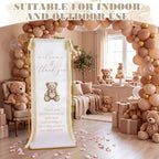 Baby Shower Welcome Linen Sign Stand with Satin Ribbon, Beige - Image 5