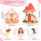 5 PCS Large Fairy First Birthday Decoration, Fairy Cardboard Cutouts, 27.5" x 21.6" Mushroom & Teapot Yard Signs, Standup Photo Booth Props for Woodland Fairytale Party, Lawn & Garden - Image 2