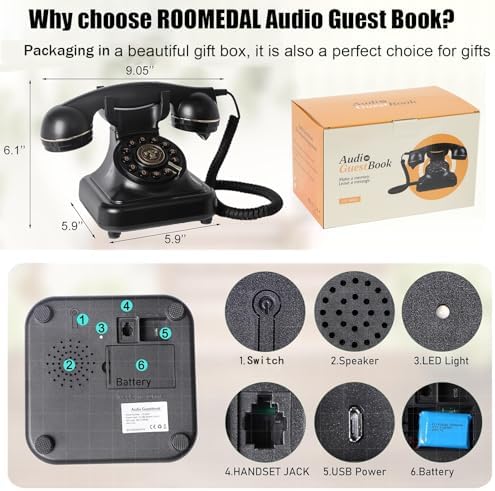 ROOMEDAL Audio Guest Book Wedding Phone- Record Customized Audio Messages with GuestBook – A Personal and Convenient Way to Preserve Your Special Occasions - Image 4