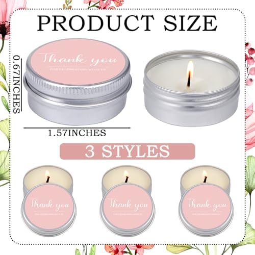 Mtlee 50 Pcs Pink Wedding Thank You Candles Gifts for Guests Baby Shower - Image 6