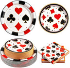 Kochorie 150 Pieces Casino Party Tableware Set Disposable Paper Plates and Napkins Casino Parties Supplies for Poker Card Club Birthday Las Vegas Party Decorations by Kochorie