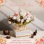 4 Sets Rose Chamomile Mason Jar Centerpiece with LED Lights - Image 3