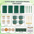 Baby Shower Prizes for Game Winners Baby Shower Games Prizes Ceramic Mugs with Metal Spoons Woven Coasters Notebooks Scented Candles Gift Bags Wedding Bridal Shower Favors for Guests (4, Green) - Image 4