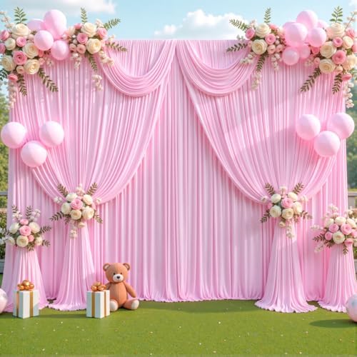 40ft x 12ft Light Pink Backdrop Curtains Wrinkle Free Backdrop Curtain for Wedding Parties Pink Fabric Backdrops Drapes Back Drop Cloth Bridal Shower Stage Curtains Wedding Decorations for Reception - Image 4