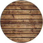 Laeacco 7.2x7.2FT Rustic Wood Round Backdrop Cover Polyester Vintage Brown Wooden Backdrop Wood Birthday Photo Background Newborn Baby Shower Gender Reveal Party Banner Boy Girl Birthday Photo Studio - Image 3