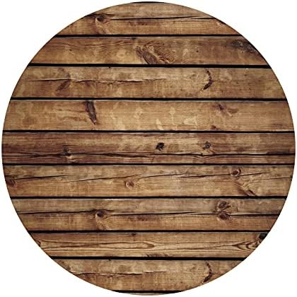 Laeacco 7.2x7.2FT Rustic Wood Round Backdrop Cover Polyester Vintage Brown Wooden Backdrop Wood Birthday Photo Background Newborn Baby Shower Gender Reveal Party Banner Boy Girl Birthday Photo Studio - Image 3