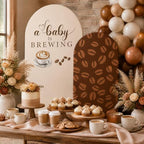 FYSUIMU 2 Pcs A Baby is Brewing Arch Backdrop Covers Coffee Bean Latte Stretchy Spandex Arch Stand Fabric Cover for Baby Shower Gender Reveal Birthday Party Decoration (5ft/6ft) - Image 5