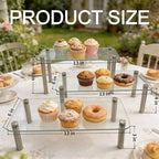 6 Pack Tempered Glass Display Stands Set, 13 Inch Rectangular Cake Stand - Image 2