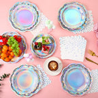 144 Pcs 48 Guests Iridescent Party Plates and Napkins Iridescent - Image 5
