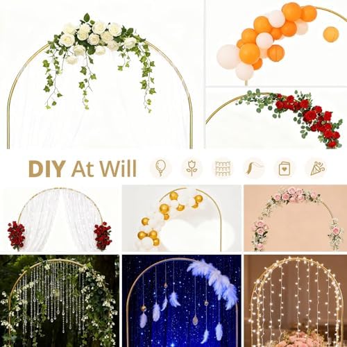 Arch Backdrop Stand Set of 3 (7.2FT, 6.6FT, 6FT), Metal Round Arched Frame for Birthday Wedding Party Baby Shower Photography Garden Decoration, Gold - Image 7