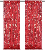 Red Big Payette Sequin Backdrop Curtain 2 Panels 2ftx8ft Sparkly Glitter Party Background for Birthday Holiday Wedding Event Decorations by SoarDream