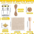 Funnymoom 50 Set Mini Honey Jars Party Favors in Bulk 1.5 oz Hexagon Glass Honey Jar with Dipper Bee Charms Thank You Cards Burlap Jute for Baby Shower Wedding Birthday Gift (Brown,Rustic) - Image 2