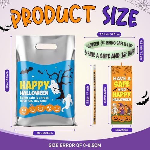 Resurhang 200 Pcs Halloween Safety Gifts Bulk, Trunk or Treat Kit Favor - Image 2