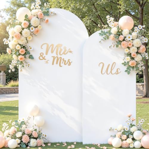 Blue and White Arch Cover Set of 2 Spandex 7.2 and 6ft Arch Backdrop Cover Wedding Arch Stand Covers for Baby Shower Boy Birthday Party Bridal Shower Banquet Photo Background Decorations - Image 4