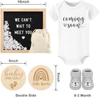 Pregnancy Announcement, Coming Soon Baby Announcement For Grandparents Dad Husband Family, Pregnancy Reveal Ideas, Gender Reveal Baby Shower Gifts -Felt Letter Board, Onesie, Booties, Wooden Sign - Image 2