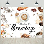 10x8ft Coffee Baby Shower Backdrop A Baby is Brewing Coffee Baby Shower Party Photography Background Milk Bottle Coffee Beans Croissant Newborn Baby Shower Decorations Banner Photo Studio Props by CkihgennDecors