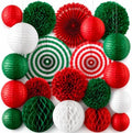 21PCS Red Green White Paper Lanterns Christmas Party Decorations by Unknown