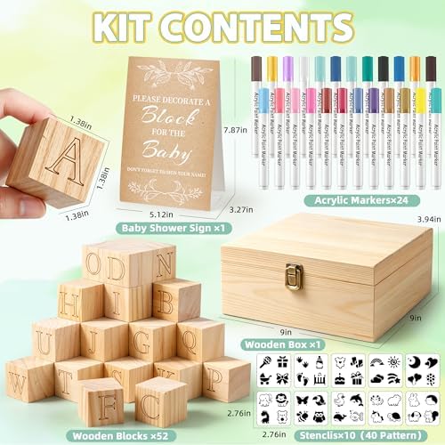 wookidel 118PCS Baby Shower Games Kit, Baby Blocks for Baby Shower - Image 2