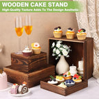 6 Pack Wood Cake Cupcake Stand Buffet Risers, Wooden Display Stand Wood Display Riser, Square Food Display Risers for Party Wedding Birthday Home (6" 7" 8" 9" 10" 11") - Image 4