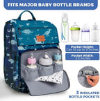 PILLANI Baby Diaper Bag Backpack - Large Waterproof Travel Diaper Bag for Boys & Girls, 16 Organizer Pockets with Changing Pad, Insulated Bottle Pockets & Stroller Straps, Baby Shower Gifts, Dinosaur - Image 3