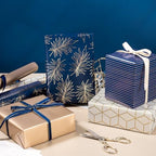 WRAPAHOLIC 30 Inch Navy Wrapping Paper - Jumbo Roll Gold and Navy Print with Cut Lines for Christmas, Birthday, Holiday, Father's Day, Baby Shower - 4 Rolls - 30 Inch x 120 Inch Per Roll - Image 2