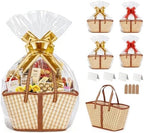 4 Set Bamboo Gift Basket Large Empty Bulk, Woven Basket for Gifts Empty by Unknown