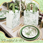 HunnmingRe 30 Pcs Sage Green Floral Gift Bags Floral Gifts Bag with Handles Bulk Wedding Bridal Shower Party Favor Non Woven Reusable Tote for Women Baby Shower Birthday Tea Fall Party Supplies - Image 6