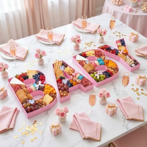 WENPACK 12" Cardboard Letter Shaped Mache Decorative Strawberries Fillable Sweets Candy Container Box (Pink BABY) - Image 5