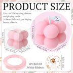 MTLEE 24 Sets Cow Baby Shower Favors Party Candle Small Bubble Candle Baby Shower Favors for Guests Tea Candles Bulk with Stylish Ribbons Cards Gifts(Pink, Cow) - Image 2