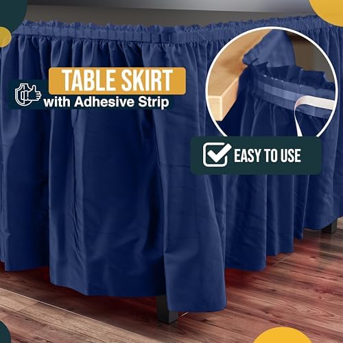 Exquisite Navy Table Skirt 24 Pack - Disposable Plastic Table Skirts for Rectangle Tables 6ft 8ft & Round Tables - 29in x 14ft Self-Adhesive Strip - Birthday Wedding Gender Reveal Decor - Image 4