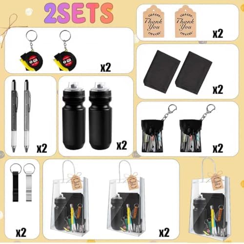 2 Sets Baby Shower Prizes for Men with Kettle Ruler Pen Cooling Towel Tool Kit Bottle Opener Cardboard Hemp Rope Plastic Bag for Baby Shower Game Winners Men Bachelor Party - Image 2