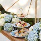 Lallisa 3 Tier Blue Hydrangea Cake Stand 10", 9" and 7" Ceramic Serving Tray Dessert Cupcake Display Holder Tower for Wedding Baby Bridal Shower Tea Party Decoration - Image 6