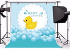 Leyiyi 7x7ft Photography Backdrop Rubber Duck Baby Shower Background Bubble Bath Water Drops Room Interior Decor Birth Celebration Wallpaper Duckling Swimming Photo Portrait Vinyl Video Studio Prop - Image 3