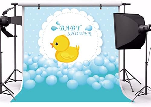 Leyiyi 7x7ft Photography Backdrop Rubber Duck Baby Shower Background Bubble Bath Water Drops Room Interior Decor Birth Celebration Wallpaper Duckling Swimming Photo Portrait Vinyl Video Studio Prop - Image 3