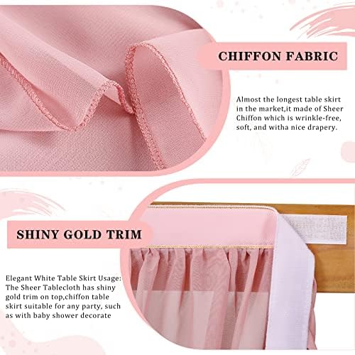 14FT Chiffon Table Skirt Sheer Tablecloth for Wedding 1st Baby Girl Birthday Party Bridal Shower Decoration Dusty Rose - Image 3