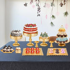10 Pieces Gold Cake Stand Set, Metal Round Cupcake Holder Dessert Display Plate Serving Platter, Dessert Table Stands and Trays Set for Christmas, Wedding, Birthday, Anniversary, Tea Party - Image 7