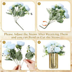 Suncalla 6 Sets Gold Cylinder Vases Artificial Peony Candle Holders, Blue - Image 2