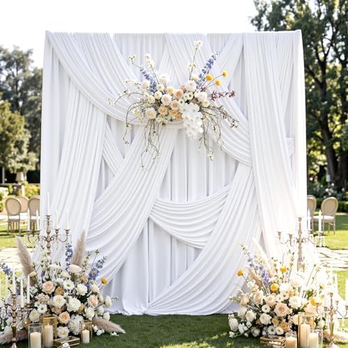 12 Panels 5x14ft White Backdrop Curtains for Parties, Wrinkle Free Polyester White Photo Backdrop Drapes 14 ft Long Back Drop Cloth for Wedding Birthday Photography Background Party - Image 3