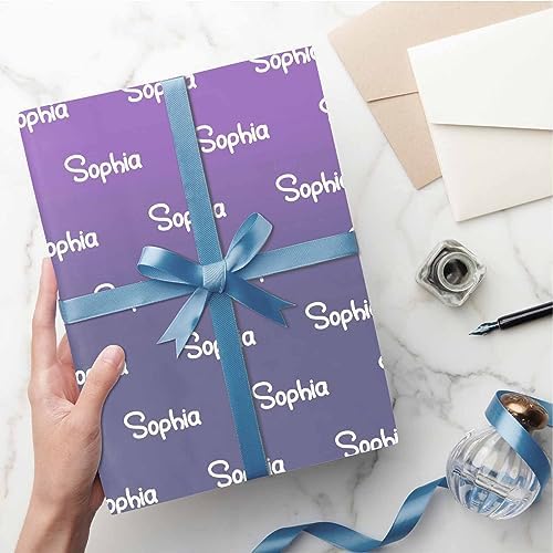 MyPupSocks Personalized Logo Wrapping Paper, Purple Custom Gift Wrapping Paper with Name Text for Teens Women Men Mom Dad Birthday Wedding Happy New Year 58x23 5 Rolls - Image 5
