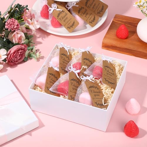 Loopeer 48 Set Strawberry Baby Shower Soaps with Cards Bags, Red and Pink - Image 3