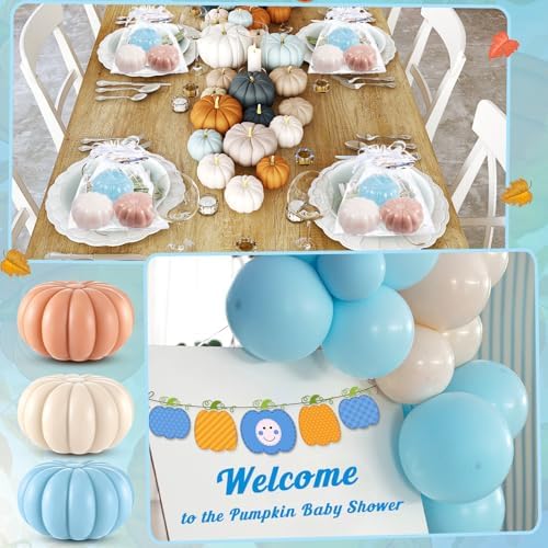 Maxcheck 24 Sets Fall Little Pumpkin Baby Shower Favors Soap Party Favors Include Pumpkin Soap Themed Tags Organza Bag for Thanksgiving Wedding Decoration Bridal Gender Reveal (Boy Blue) - Image 6