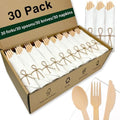 Pre Rolled Bamboo Silverware Set with Napkins - 30 Pack Bamboo Utensils by Unknown