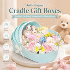 6PCS Baby Shower Box, Baby Carriage Centerpiece Floral Baskets, Crib Basket Cardboard Box, Cradle-shaped Flower Basket Gift Boxs for Celebration Birthday Decor (Blue, 13.19*6.89*3.15 in) - Image 6