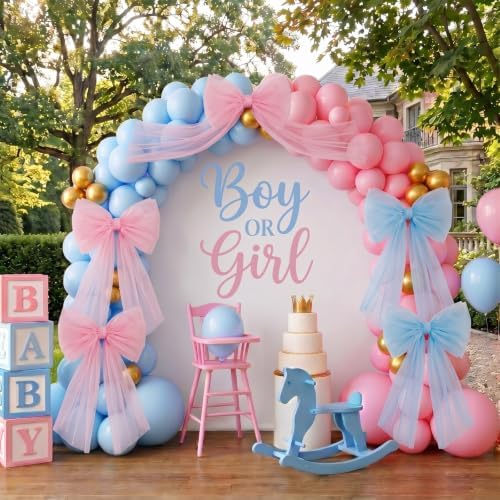 6 Pcs Large Pink and Blue Mesh Bows for Backdrop 31.5"x19.7" - Image 5