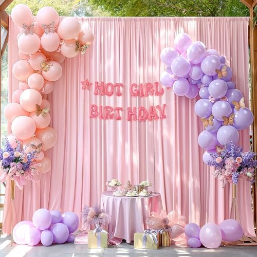 10x10ft Pink Backdrop Curtains for Wedding Parties Wrinkle Free Pink Curtains Photo Backdrop Drapes for Photography Birthday Baby Shower Soft Fabric Party Backgournd for Photoshoot 5x10ft, 2 Panels - Image 7