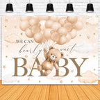 Bear Baby Shower Backdrop We Can Bearly Wait Party Decorations Background for Boy Bear Theme Baby Shower Banner Photo Booth Prop (Brown, 10x7ft) - Image 3